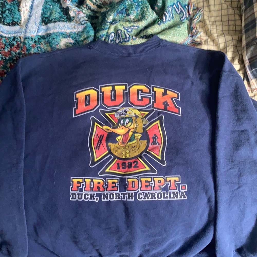 Dark blue crew neck sweatshirt